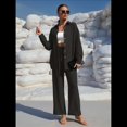 thumbnail image 4 of Traje de Verano para Mujer, de Dos Piezas, con Camisa, Pantalones y Ropa Deportiva Informal para Playa y Vacaciones Negro M, 4 of 10