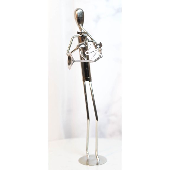Decorative Hand Made Recycled Metal Tuba Instrument Player Musician Statue