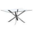 thumbnail image 1 of Table à Manger Rectangulaire en Verre Clair de 63 x 39 Po avec Acier Inoxydable, 1 of 5