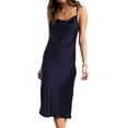 thumbnail image 2 of GHSDFBB Robe Satinée Sans Manches à Bretelles Spaghetti pour Femmes Cocktail Plage Soirée Col Bénitier à Pois Léopard Midi, 2 of 6