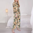 thumbnail image 3 of Lsque Tropical Leaves Flower Pattern Long Sleeve Pajama Set for Women - Soft 2-Piece Sleepwear and Loungewear Set with Pockets, Comfy Nightwear-Large, 3 of 7