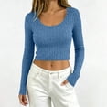 thumbnail image 2 of yillto Women Crop Sweaters Tops Ribbed Knit Lightweight Long Sleeve Soft Comfy Plain Tops Clothes, 2 of 7