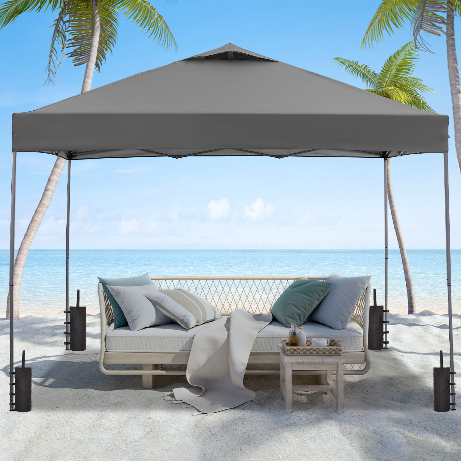 Outdoor Basic 10x10 Pop-Up Canopy with Sandbags, Gray photo 5