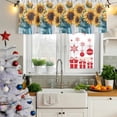 thumbnail image 5 of Sunflower Curtain Valances for Windows, Kitchen Valance Window Treatments Panel 2 Pack, Pastoral Pastel Yellow Floral Rustic Wood Plank Rod Pocket Short Curtains for Bathroom Bedroom 54 x 18 Inch, 5 of 8