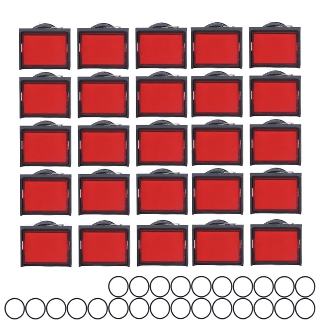 25 Unids Momentáneo Interruptor de Botón Autoblocante Rectángulo con Luz 12V BEMBLA1611DSJ 16mm (Rojo)