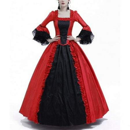 Fartey Victorian Dress for Women on Clearance 18th Medieval Renaissance Corset Dress Elegant Square Neck Maxi Dress Vintage Cocktail Party Ball Gown Plus Size Halloween Cosplay Costume