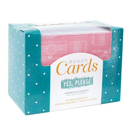 Amys Card - American Crafts Amy Tangerine Yes, Please Boxed Cards and Envelopes - Acid-Free, Archival Quality - Patterned, 40 Pieces