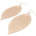 thumbnail image 2 of Humble Chic Big Filigree Leaf Earrings - Lightweight Oversized Drop Dangles, Gold, 2 of 7