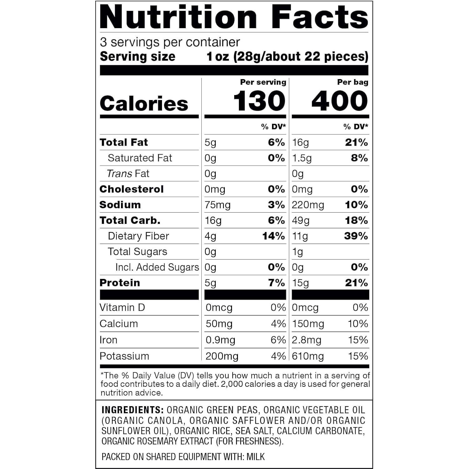 Harvest Snaps  - Organic Seas Salt - Snack Crisps 12-Pack (12 x 3.0 oz Bags)