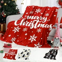 Fwttom Christmas Blanket, Xmas Tree Color Printed Flannel Christmas Throw Blanket for Couch, Casual Christmas Blankets And Throws for Office, Home, Holiday Gifts