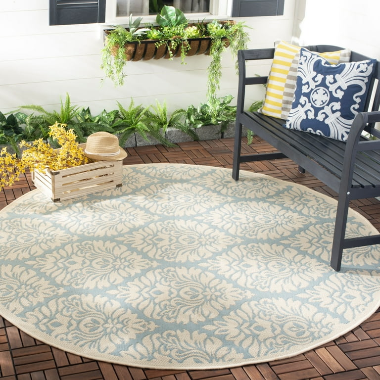 4' X 6' Aqua Damask Indoor Outdoor Area Rug 4' X 6' Aqua Damask Indoor Outdoor Area Rug
