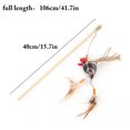 thumbnail image 2 of Faux Feather Cat Wand Wooden Cat Teaser Wand Kitten Interactive Toy with Bell, 2 of 10