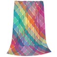Colorful Rainbow Multicolor Plaid Stripes Soft Sofa Throw Blanket Warm