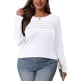 thumbnail image 4 of Long Sleeve Shirts for Women Pleated Casual Business Blouses Trendy Fashion Tunic Basic Tops Loose Trendy Fall Crew Neck T-Shirts, 4 of 6