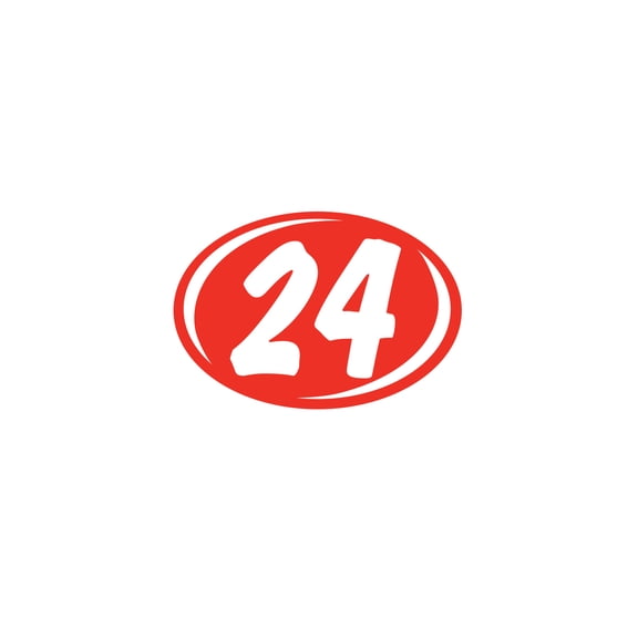 SSWBasics Oval 2-Digit Year Stickers - White/Red - "24" - Pack of 12