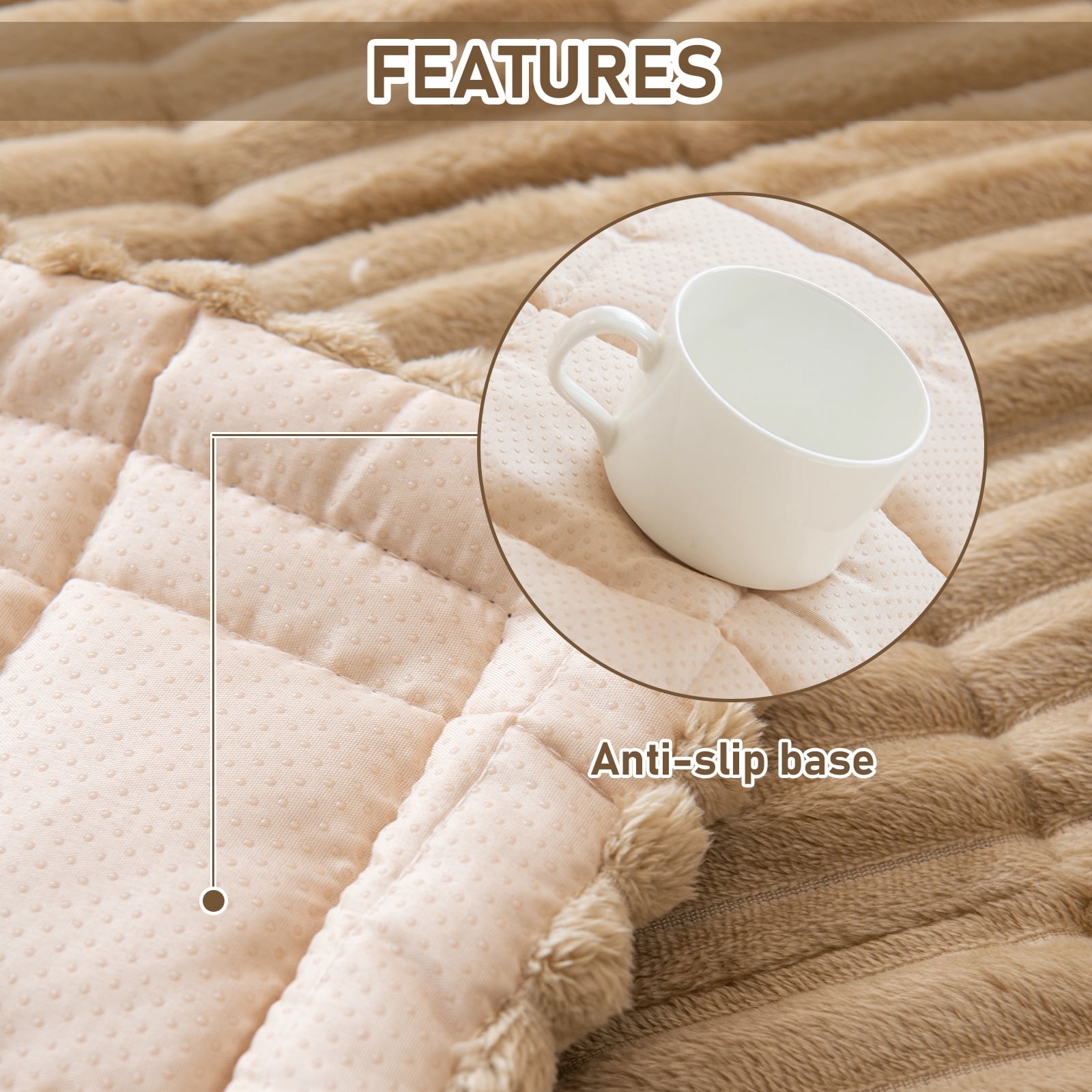 Eurhowing Pet Couch Cover Waterproof, Non Slip Plush Sofa Slipcover for Couch, Bed, Floor, Fuzzy Blanket Mat Furniture Protector for Dogs Cats (28x83in, Light Coffee)