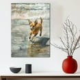 thumbnail image 5 of Funny Dog on Beach Canvas Wall Art, Miniature Pinscher Dog Picture Ocean Artwork for Bathroom Bedroom Living Room, Art Decor 8x12 Inches, 5 of 6