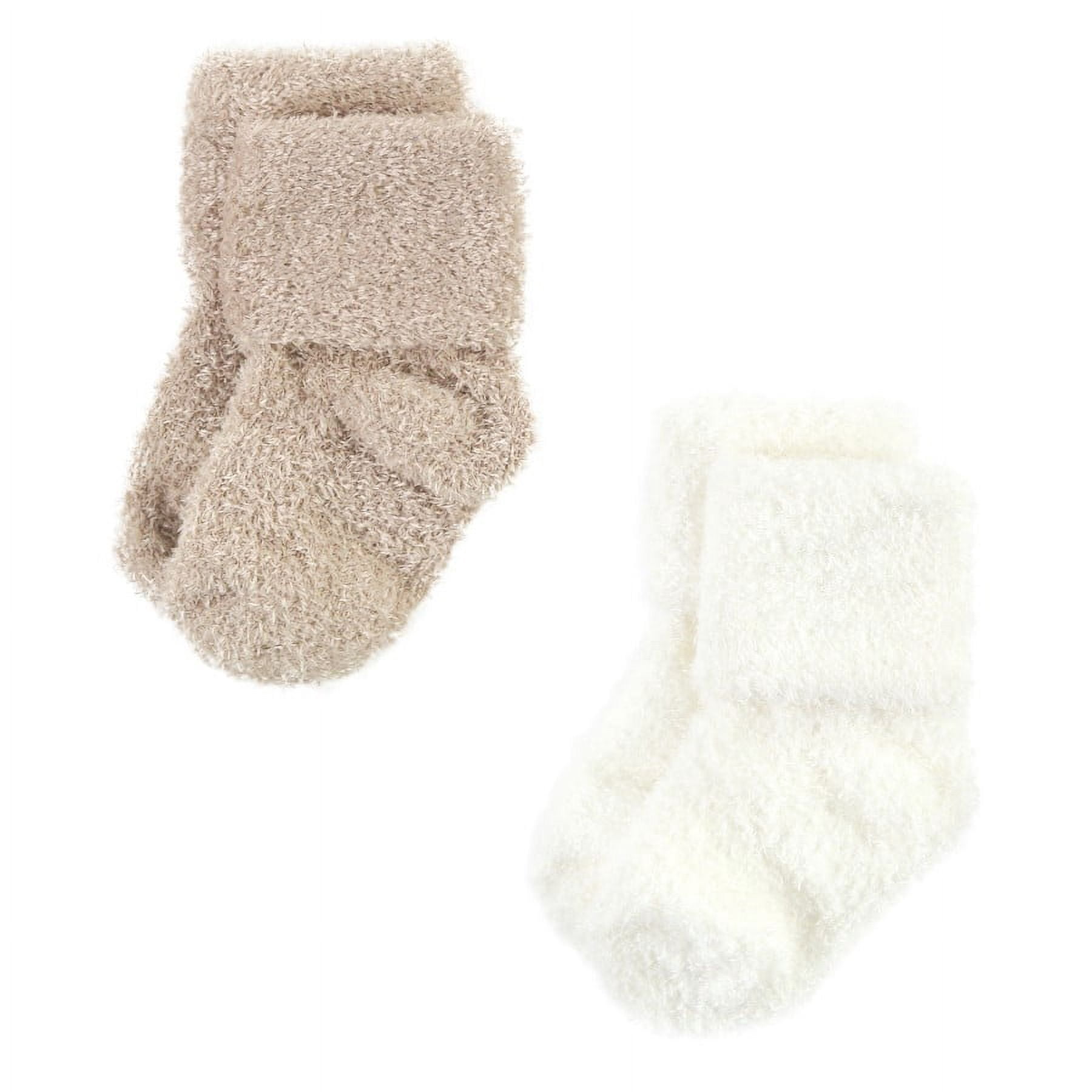 Hudson Baby Unisex Baby Chenille Socks, Beige Stripe