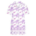 thumbnail image 2 of Jamicy Pyjamas Mignons pour Femmes Mode Décontractée Imprimé Manches Courtes Haut à Col avec Shorts Ensemble de Pyjama Confortable pour la Maison, 2 of 3