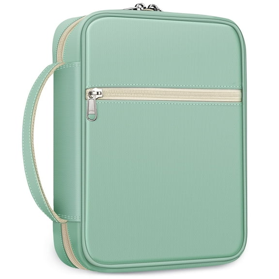 FINPAC Bible Cover, Carrying Book Case Church Bag Bible Protective with Handle and Zippered Pocket, Perfect Gift for Men Women Father, Light Green