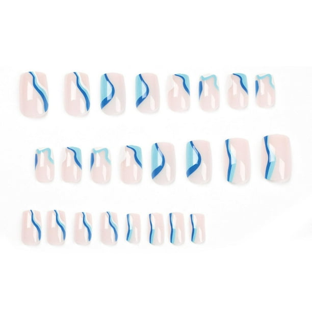 2 Presione sobre las uñas Uñas postizas de ataúd largo Uñas de cristal Uñas postizas con gradiente brillante