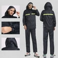 thumbnail image 3 of OIUR 1 Set Adults Rain Suit Waterproof Breathable High Visibility Reflective Strip Outdoor Hooded Rain Jacket Trouser Men Women Hooded Rainwear Rain Gear, 3 of 7