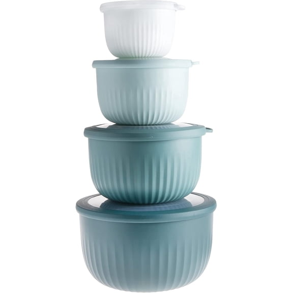 COOK WITH COLOR Mixing Bowls with Lids, 8-Piece Deep Set, Teal