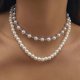 thumbnail image 5 of Elegante collar de perlas grandes para boda para mujer, collar con colgante de luna de perla de imitación blanca irregular, 1, 5 of 5