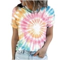 thumbnail image 6 of Mifsaly Tie-Dye Cotton T-Shirt for Women Short Sleeve Crew Neck Casual Summer Tops Colorful Print Lightweight Breathable Casual Blouse XXL, 6 of 6