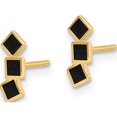 thumbnail image 2 of 14K Yellow Gold Black Epoxy Squares Post Earrings (Width 3.8) (Length 9.5) - Jbsp, 2 of 5