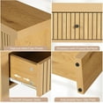 thumbnail image 5 of Tribesigns 70.9" Extra Long Console Table with 3 Drawers, Wooden Entryway Sofa Table with Open Storage Shelves, Oak Finish Hallway Couch Table for Living Room Foyer or Entrance, 5 of 5