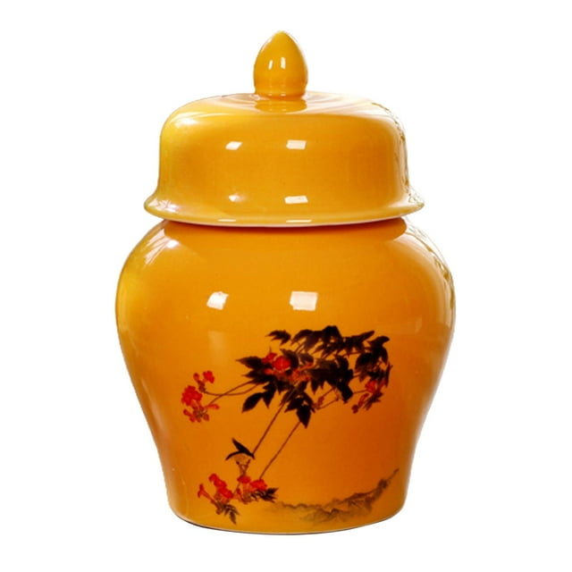 GROWTH TANK Ceramic Tea Canister Storage Pots Can Storage Box Flowerpot Porcelain Ginger Jar Leaning Trees