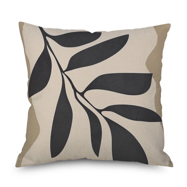 Ins Wind Linen Pillowcase Simple Creative Cushion Abstract Leaf Pillow Square Cushion Cover 10