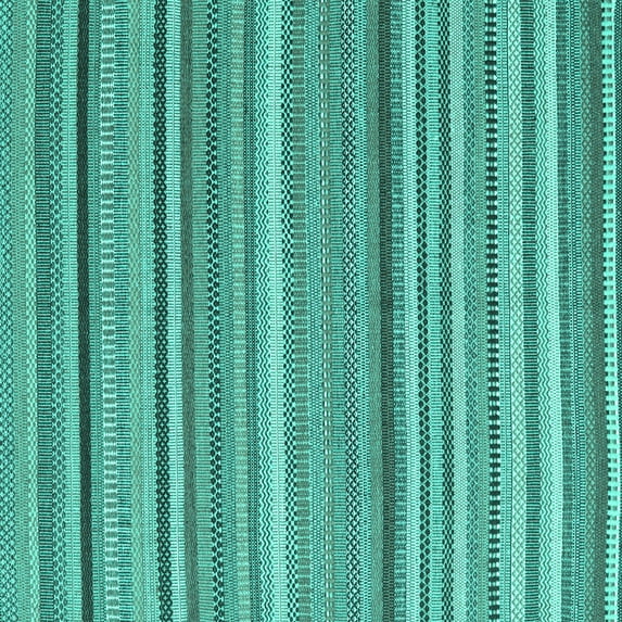 Ahgly Company Machine Washable Indoor Square Abstract Turquoise Blue Contemporary Area Rugs, 4' Square