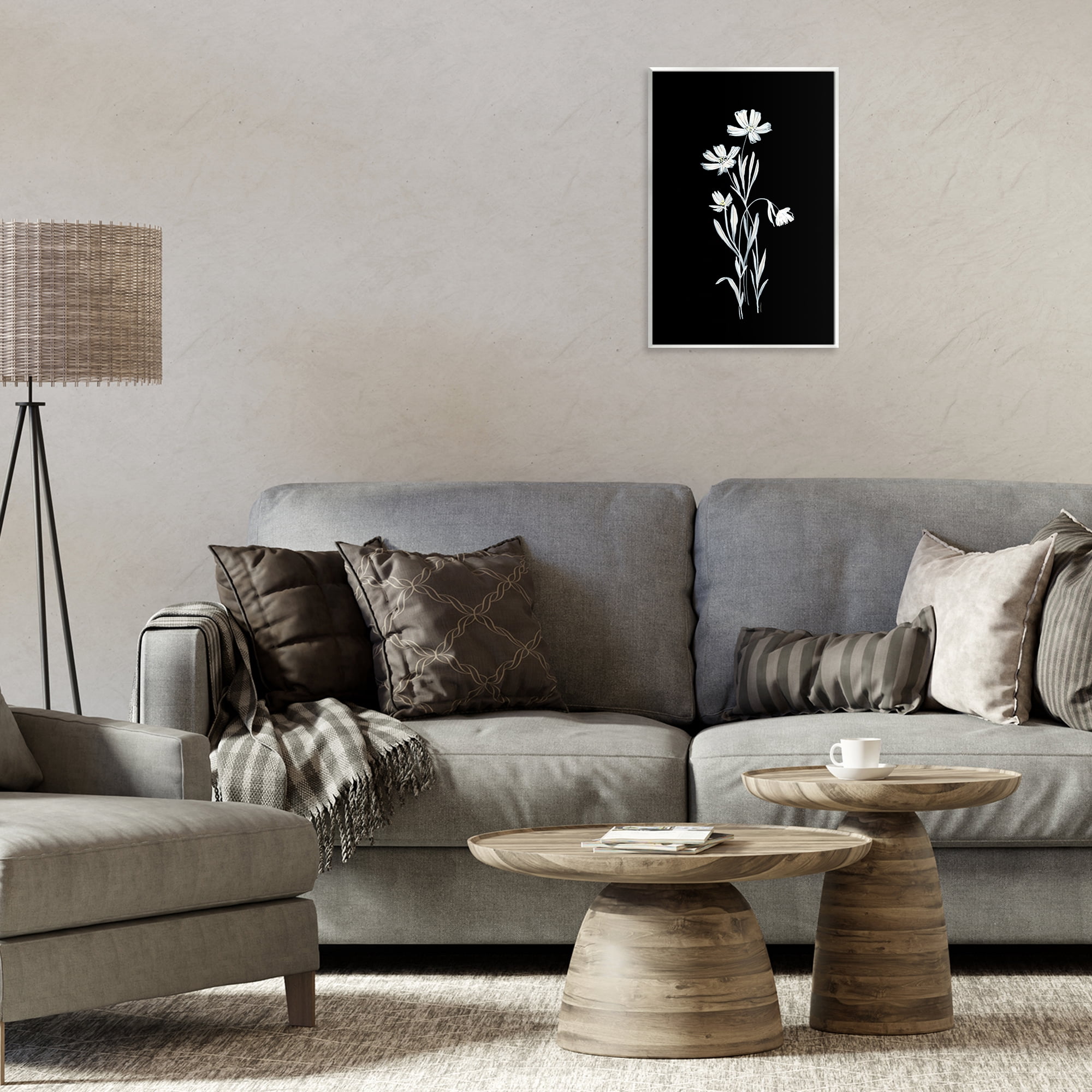 Stupell Industries Tall Stems on Black Plants & Flowers Painting Unframed Art Print Wall Art, 10 x 15