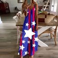 thumbnail image 2 of OAVQHLG3B American flagSummer Dress for Women 4th of July Outfits for Women Sling Mid-waist V-neck Sleeveless Stripe Printing Slim Beach Long Dress, 2 of 5