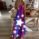 thumbnail image 2 of Vestido largo de playa ajustado con estampado de rayas sin mangas con cuello en V y cintura media a la moda para mujer del Día de la Independencia Pompotops  ghjkhdj8413, 2 of 5