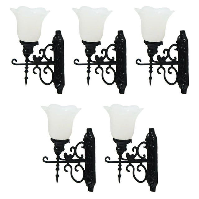 Lámpara de pared LED en miniatura para casa de muñecas antigua, 5 piezas, escala 1:12 Estilo D