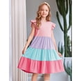 thumbnail image 2 of Vestido de verano Arshiner para niñas, manga con volantes, acampanado, fluido, 8-9Y, 2 of 5