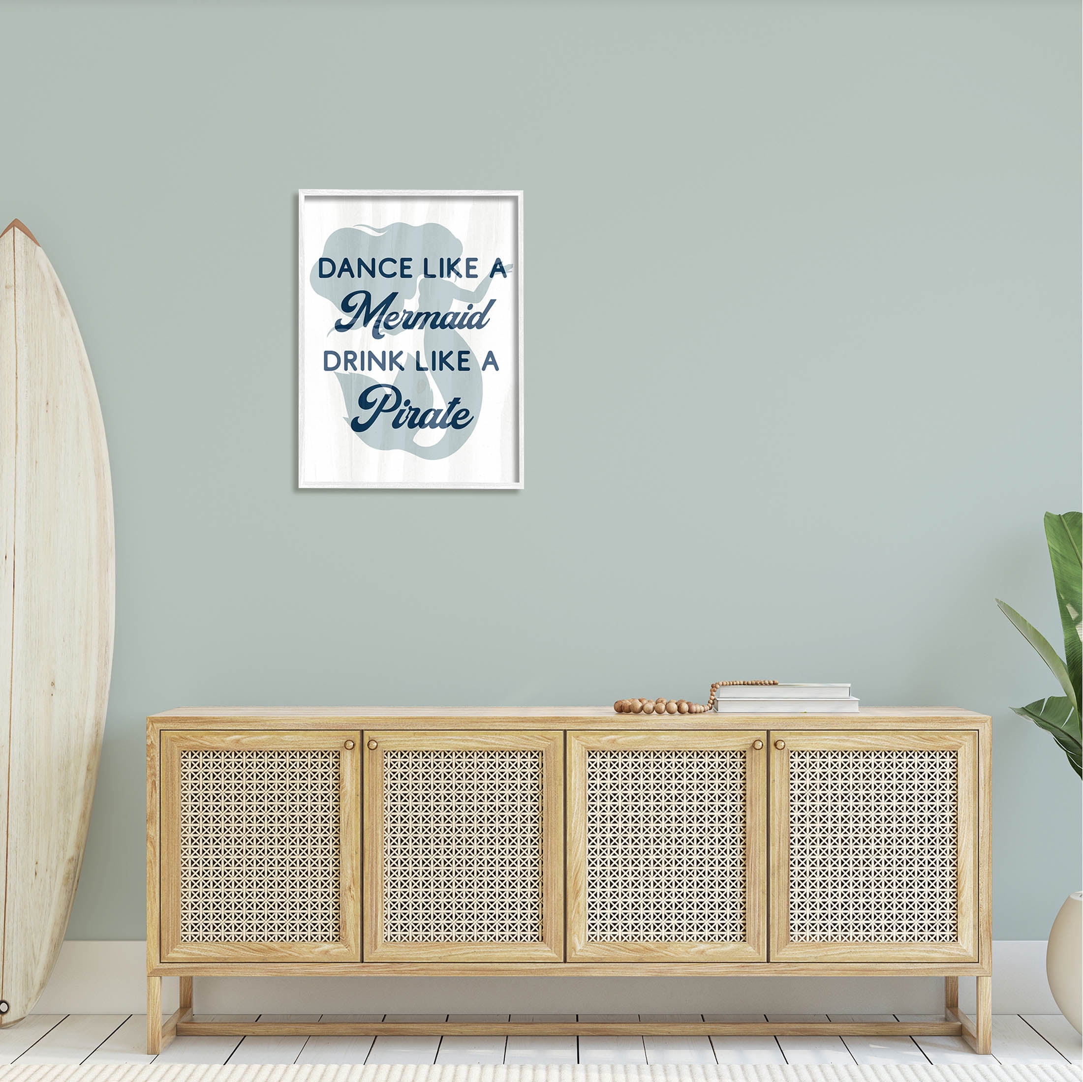 Stupell Industries Dance Like A Mermaid Phrase Graphic Art White Framed Art Print Wall Art, Design by Lil' Rue