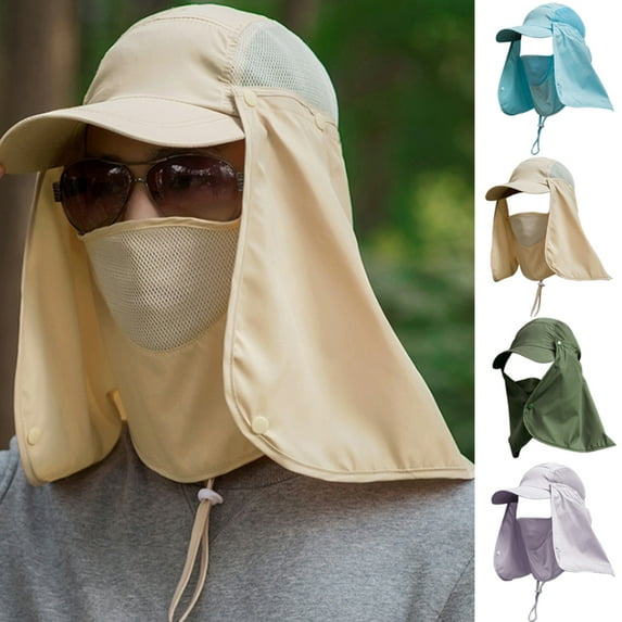Cheers.US Fishing Hat for Men & Women, Outdoor UV Sun Protection Wide Brim Hat with Face Cover & Neck Flap