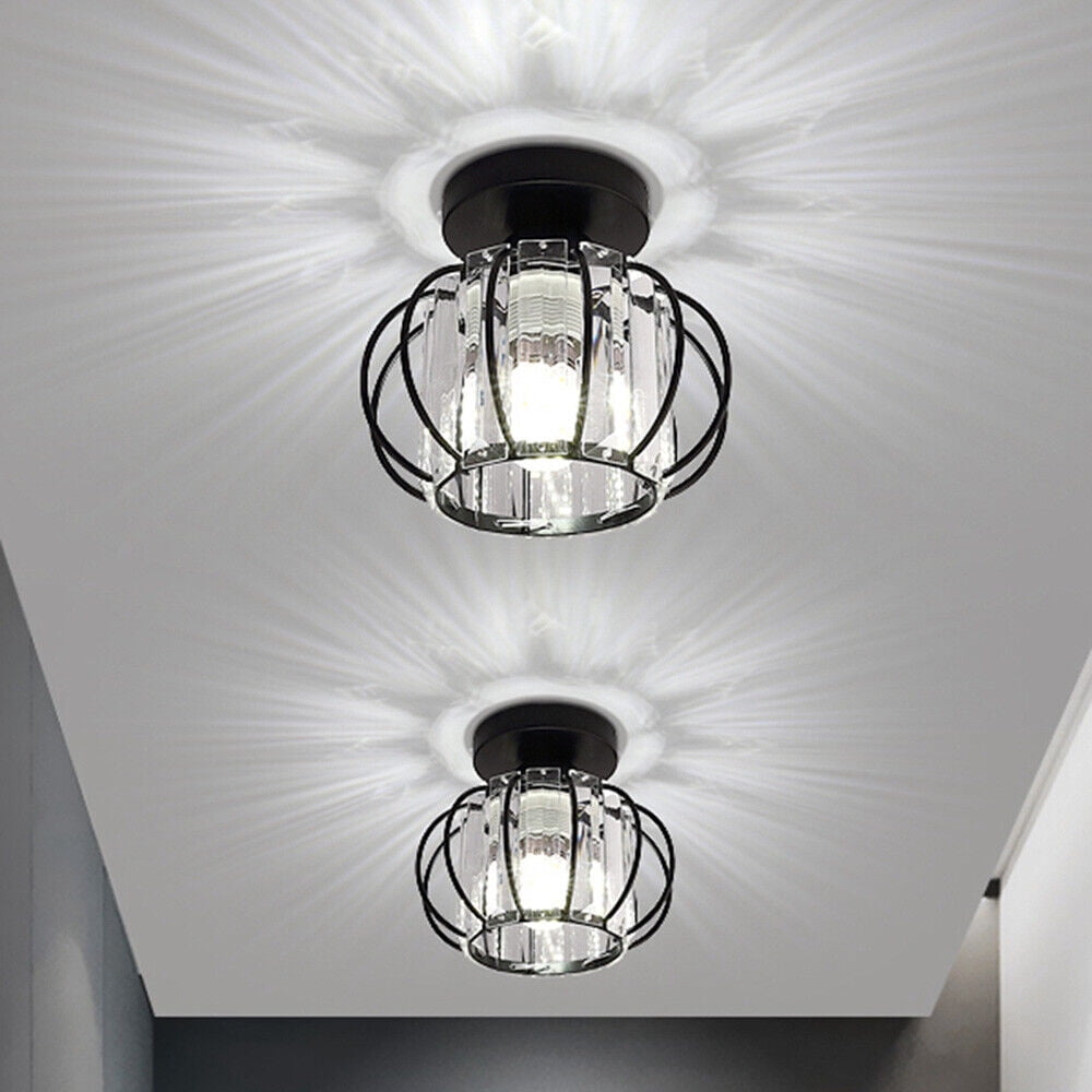 TFCFL Crystal Chandelier Aisle Hallway Pendant Light Flush Mount Modern Ceiling Lamp Fixture E27