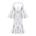 thumbnail image 3 of vastwit Little Girls Shiny Metallic Flare Jumpsuit Disco Themed 70s Birthday Party Outfit Silver 5T, 3 of 7