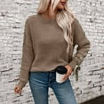 thumbnail image 4 of Sweaters for Women 2025 Fall Winter Long Sleeve Crewneck Loose Casual Knitted Jumper Tops Bow Womens Pullover Sweaters, 4 of 8