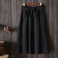 thumbnail image 2 of Promotion! Women's Elegant High Elastic Waist Pleated Skirts Casual Bow Mid-calf Skirts, 2 of 6
