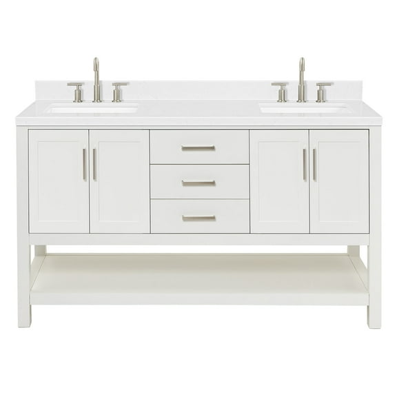 Ariel S060dcqrvo Magnolia 60" Free Standing Double Basin Vanity Set - White
