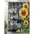 thumbnail image 2 of Vintage Floral Sunflower Shower Curtain, Home Sweet Home Bathroom Decor Curtains Set with Hooks, Rustic Black Farm Wood Waterproof Fabric Home Accessories， 66 X 72 Inch Long, 2 of 6