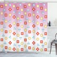 thumbnail image 1 of Modern Decor Shower Curtain, Abstract Geometric Fractal Figures with Squares Triangle and Circles Graphic Image, Fabric Bathroom Set with Hooks, 69W X 84L Inches Extra Long, Multi, by Ambesonne, 1 of 3