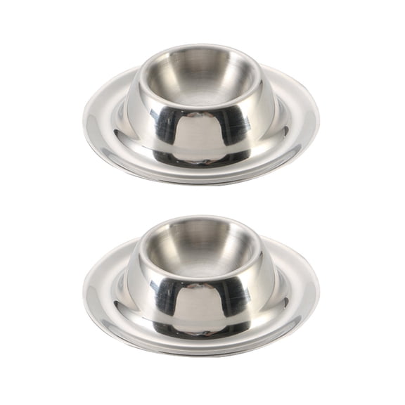 FONDOTIN Stainless Steel Egg Cup Silver Portable for Kitchen 2Pcs