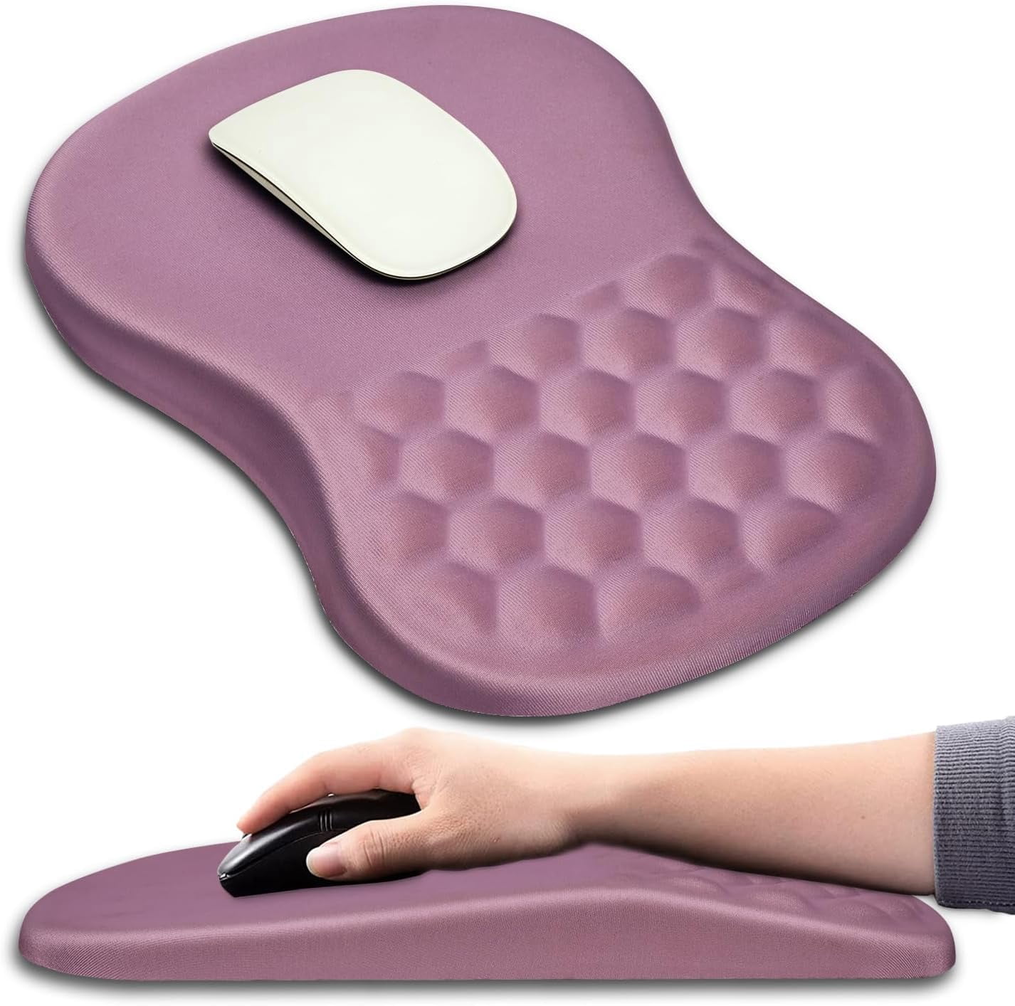 Ergonomic Mouse Pad Wrist Support with Massage Design, Wrist Rest Pain Relief Mousepad with Memory Foam&Non-Slip PU Base, Mouse Pads for Wireless Mouse & Desk (12x8 inch,Black)